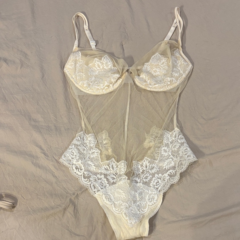 Elegant Cream Lace Bodysuit